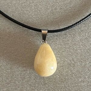Yellow Jade Drop Pendant Natural Crystal Gemstone Necklace